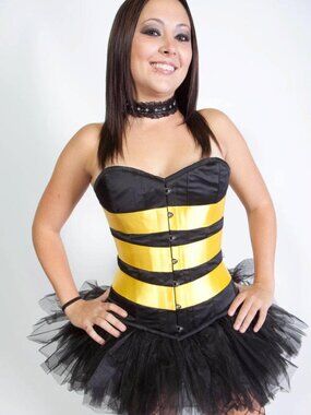NWT LAST 22"/XS ONLY TINY DANCER HONEY BEE TIGHT LACING STEEL BONED BUG CORSET